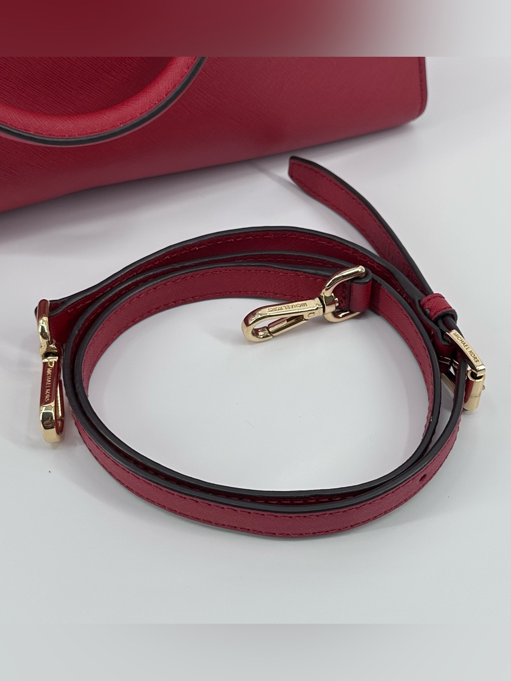 Michael Kors Red Selma Large Saffiano Leather Satchel with Gold Hardware - Picture 11 of 16